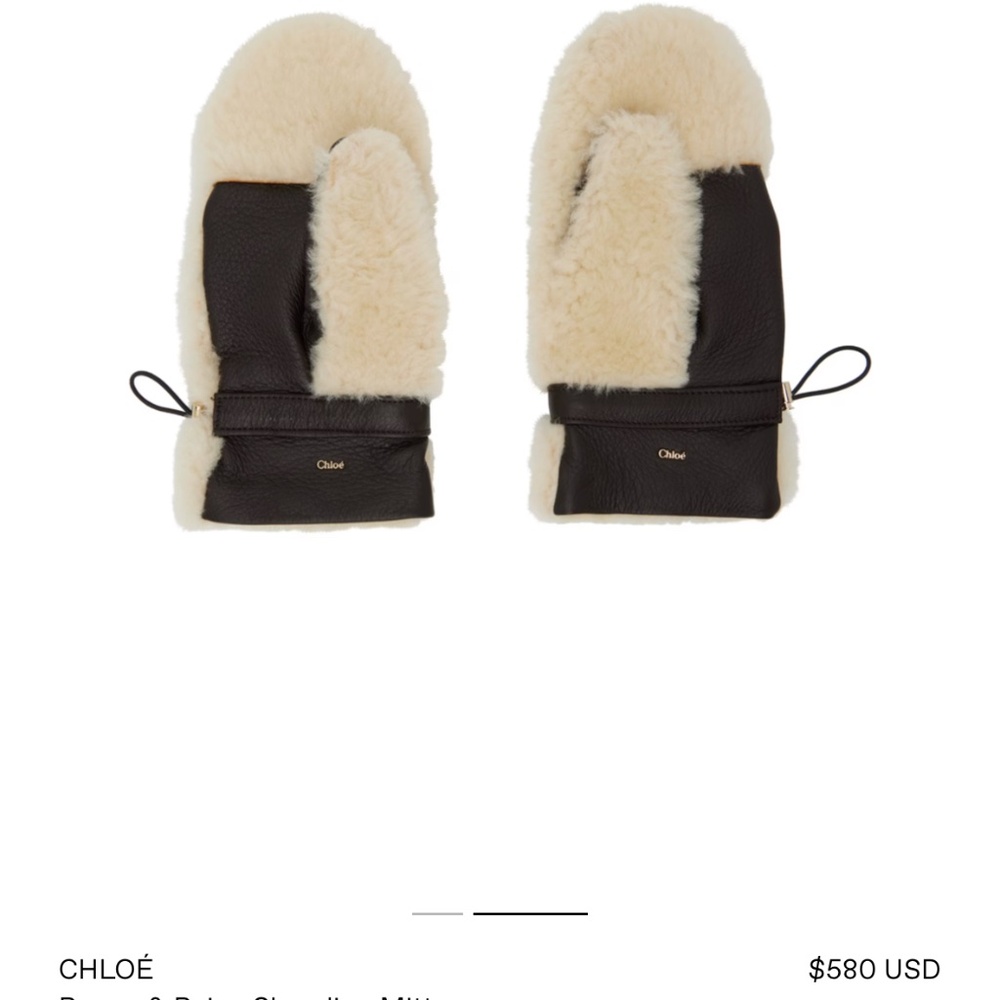 CHLOE Brown & Beige Shearling Mittens